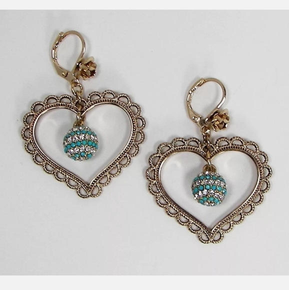 Nwt Betsey Johnson Anchors Away Heart Earrings - Picture 4 of 8